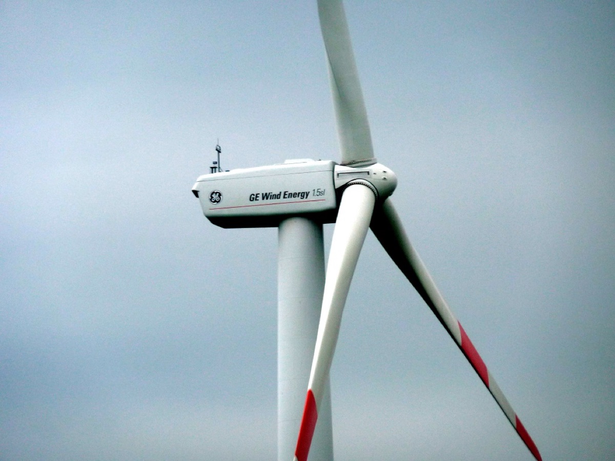 Wind turbine farm in Russian countryside