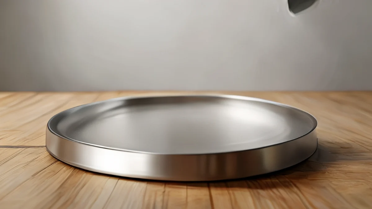 A metal plate with a textured surface and a dark finish.