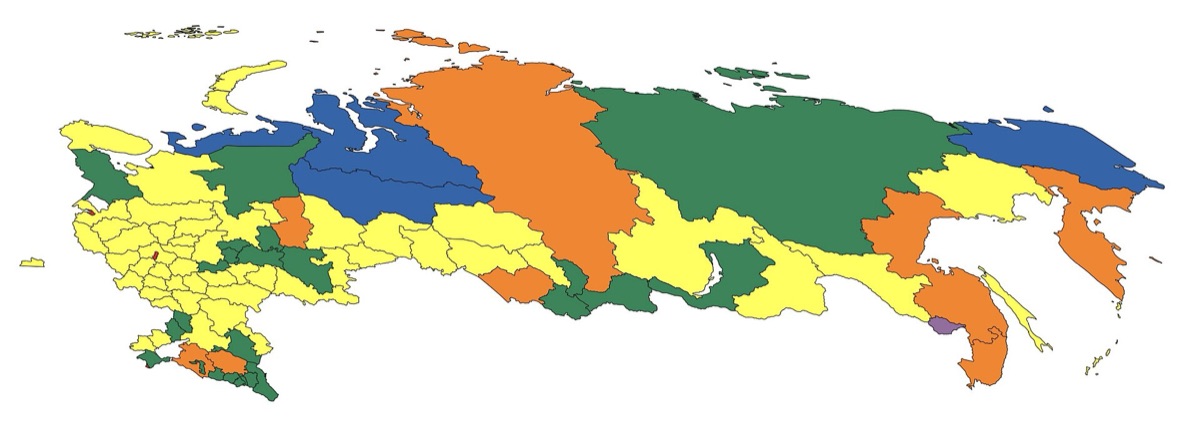 mapa dos sujeitos federais da rússia